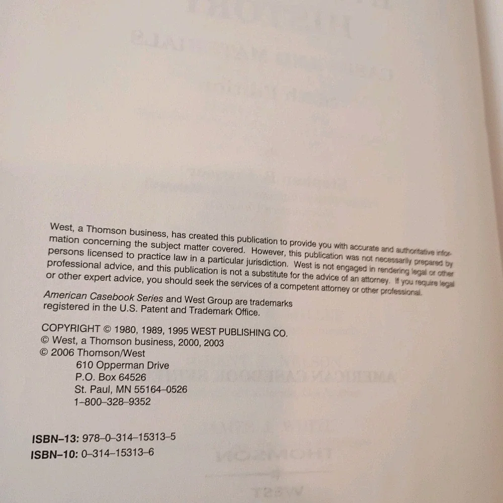 Law and Jurisprudence in American History Cases and Materials Sixth Edition HC